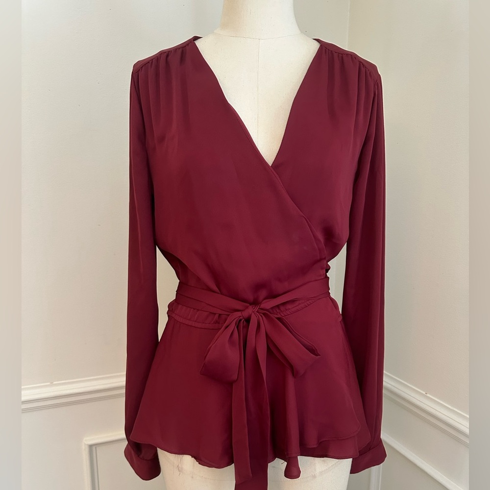 L’ academie Deep burgundy Wrap Blouse - Picture 3 of 9